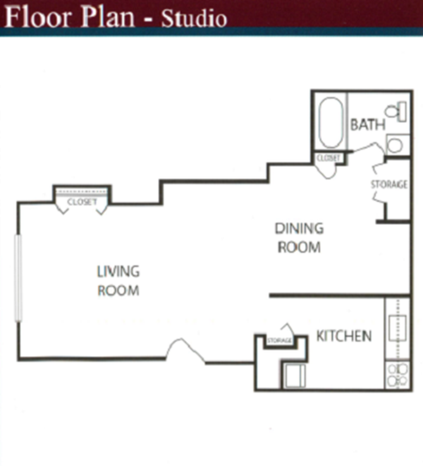 Sugartree Apartments studio floor plan in Mount Morris, MI